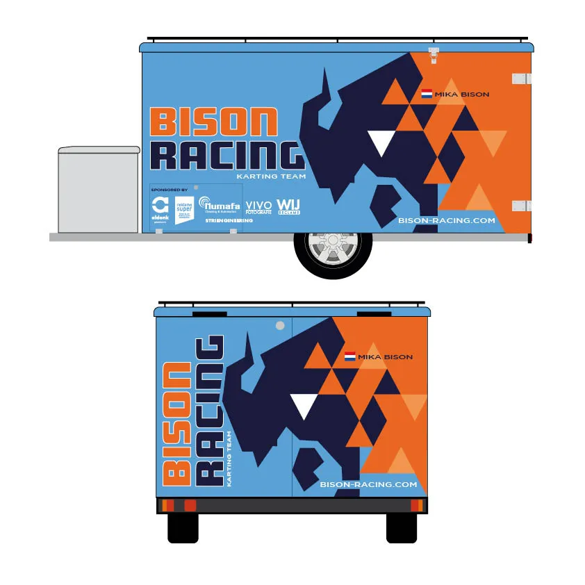 Bison Racing trailer Aanhanger belettering Bison Racing